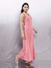 Women Embellished Pink Maxi Dress