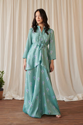 فستان دوتي كورتي بلون أخضر بحري