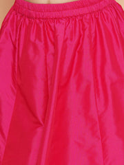 Girls Pink Floral Print Top & Shrug With Ready to wear Skirts