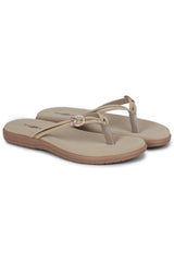 Casual Beige One Toe Flats Round Toe Slip-On Flats