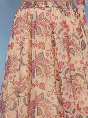 Girls Beige & Red Georgette Ready to wear Lehenga & Choli