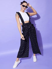 Women's Black Heart Print Pinafore Jumpsuits (T Shirt not included)