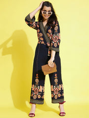 Girls Floral Printed Jumpsuit