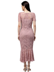 Mauve Self Design Sheath Dress