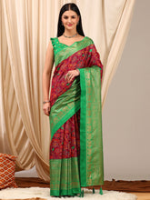 ساري نسائي بتصميم مطبوع باللون الأرجواني مصنوع من مزيج القطن مع قطعة بلوزة