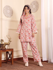 Women Off White Floral Printed Winter Co-Ord Set