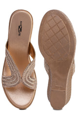 Pink Casual Wedge Open Back 3 inches Wedge Heels