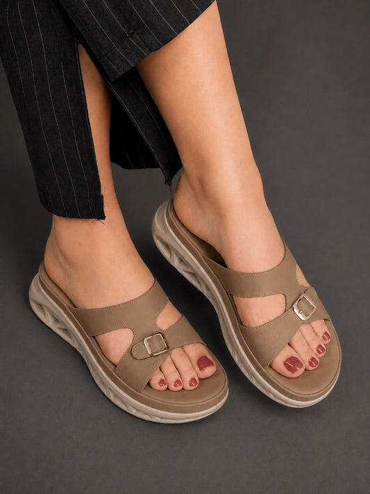 Casual Fashion Open Back Platform Sandals 1 inch Heels