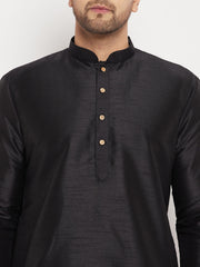 Vastramay - Men's Black Silk Blend Kurta Only