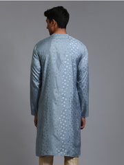 Vastramay - Men's Grey Silk Blend Kurta