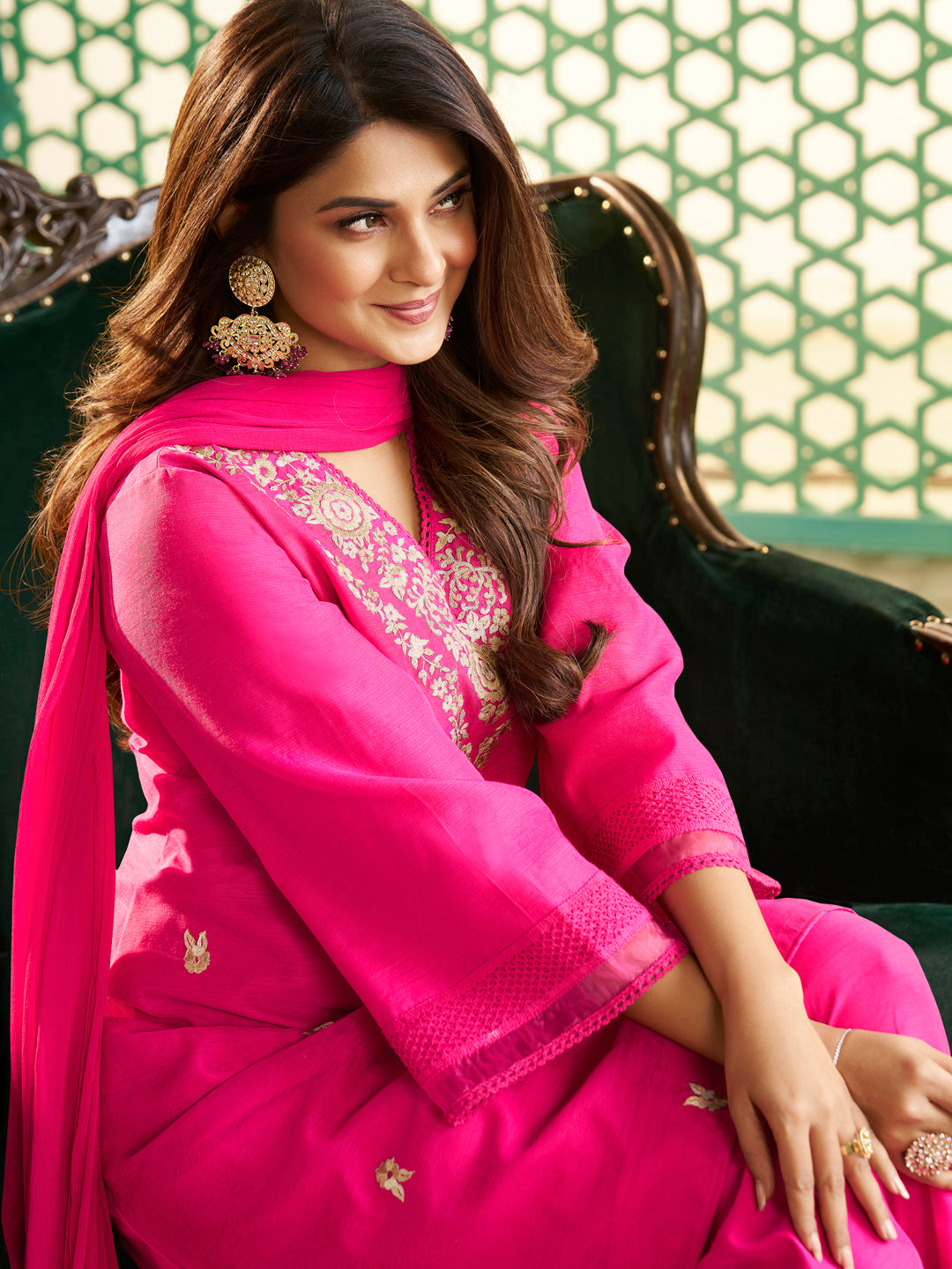 Pink Embroidered Kurta Set