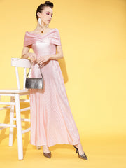Women Bright Pink Solid Pleated Form Dress