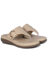 Casual Cream Open Toe Flats Round Toe Slip-On Flats