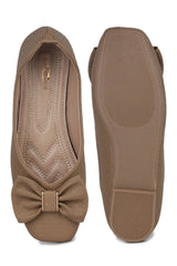 Beige Casual Ballerinas Square Toe Slip-On Flats