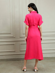 Linen A-Line Midi Dress
