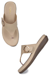 Casual Cream Open Toe Flats Round Toe Slip-On Flats