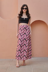 Raisin Straight Satin Skirt