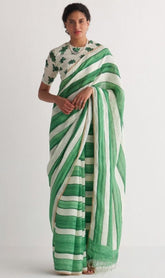 Soft-Linen-saree-with-stylish-prints-greenstroke