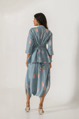 Aqua Blue Peplum Dhoti Jumpsuit