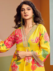 Yellow Multi Colour Floral Printed Kurta set