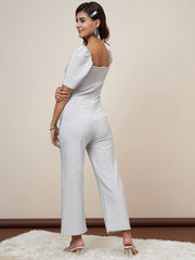 Women's Silver Pleated Jumpsuit