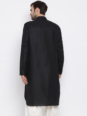 Vastramay - Men's Black Cotton Blend Pathani Kurta