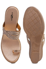 Pink Casual Wedge Open Back 3 inches Wedge Heels