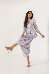 Slate Grey Peplum Dhoti Jumpsuit