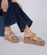 صندل أنيق وعصري بكعب إسفيني 2.5 بوصة، مفتوح من الخلف، مقدمة دائرية