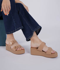 صندل أنيق وعصري بكعب إسفيني 2.5 بوصة، مفتوح من الخلف، مقدمة دائرية