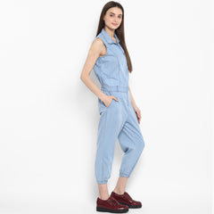 Women's Denim Ice Blue Wash Jumpsuit