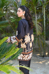 Midnight Oasis Contemporary Black Plam Tree Printed Co-Ord Set