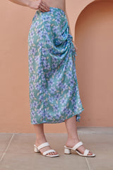 Seagreen Adjustable Slit Satin Skirt