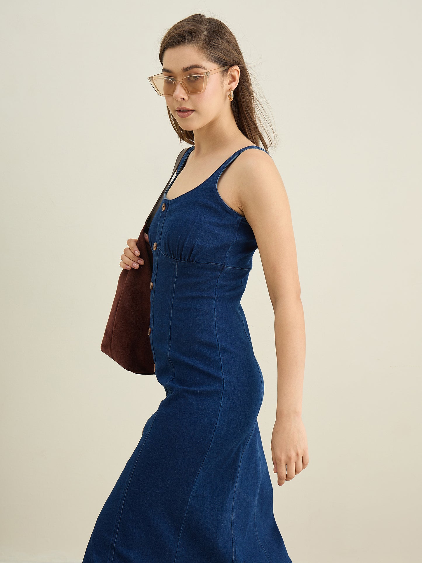StyleStone Women's Denim Dress with Bustier detail