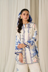 Azure bloom Blue Floral Printed White Co-Ord Set