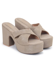 Casual Fashion Sandals Open Back Block Heels