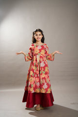 Girls Pink with Embroidered Ready to Wear Lehenga & Choli with Dupatta