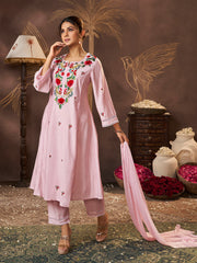 Ligth Pink Embroidered Kurta Set