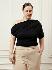 Off-Shoulder Extended Sleeves Draped Top
