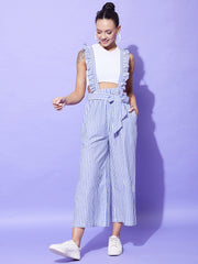 Women's Blue & White Stripe Pinafore Dungaree (T Shirt not included)