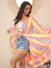 Women's Bright Rainbow Printed Shrug Coverup