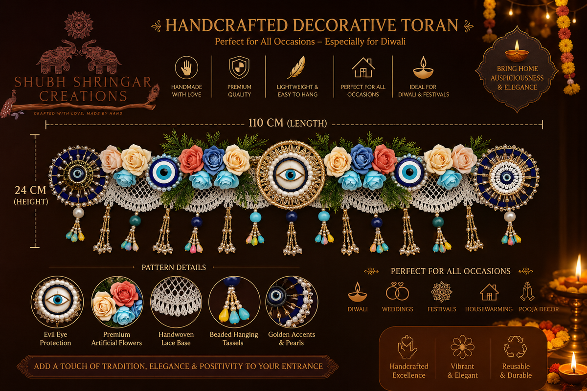 Floral & Evil Eye Door Hanging- Toran