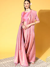 ساري نسائي من مزيج الحرير، لون موف، منسوج يدوياً، مع قطعة بلوزة