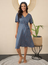 Women's Grey Polka Polyester Wrap Dress