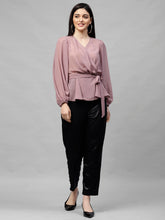 Mauve Sheer Wrap Top