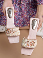 Shoetopia - Embellished Rose-Gold Flats For Women & Girls