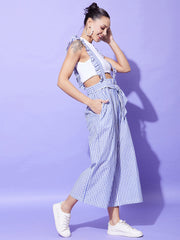 Women's Blue & White Stripe Pinafore Dungaree (T Shirt not included)