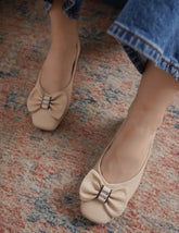 Cream Casual Ballerinas Square Toe Slip-On Flats
