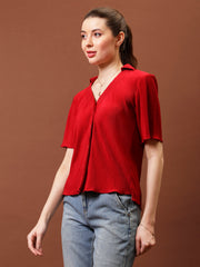 Women Self Design Shirt Style Top