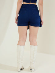 Women's Navy Blue Denim Skorts